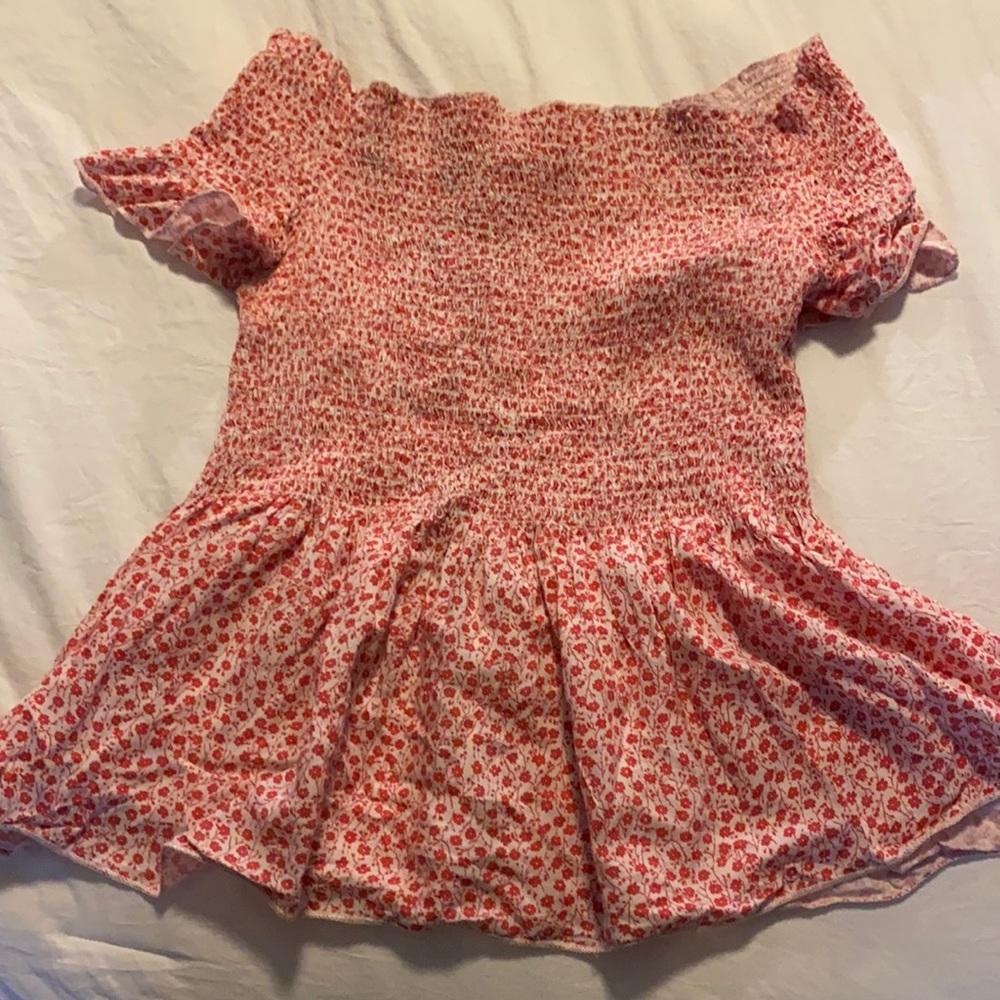 Red Floral Off the Shoulder Shirt